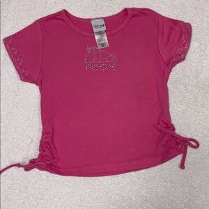 Y2K Disney kids Fuchsia Pooh Tee ruched tie sides lace trim sleeved 6/6x